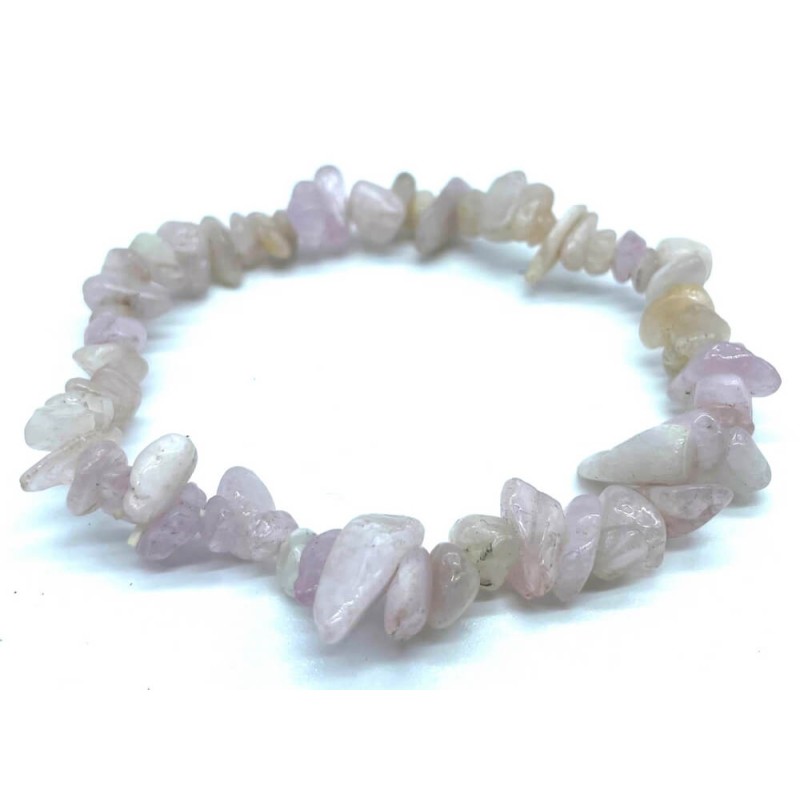 Bracelet en perles chips Kunzite – Spiritual-Deity Bracelet en perles chips Kunzite – Spiritual-Deity