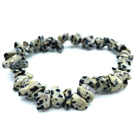Bracelet perles chips Jaspe Dalmatien