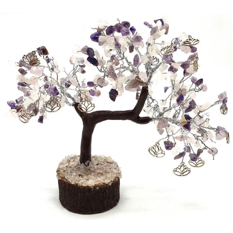 Arbre du Bonheur Améthyste/Quartz Rose Lotus 300pcs