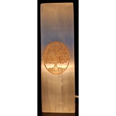 Lampe Sélénite Rectangle Gravée 25cm - Arbre de Vie