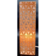 Lampe Sélénite Rectangle Gravée 25cm - Fleur de Vie dorée