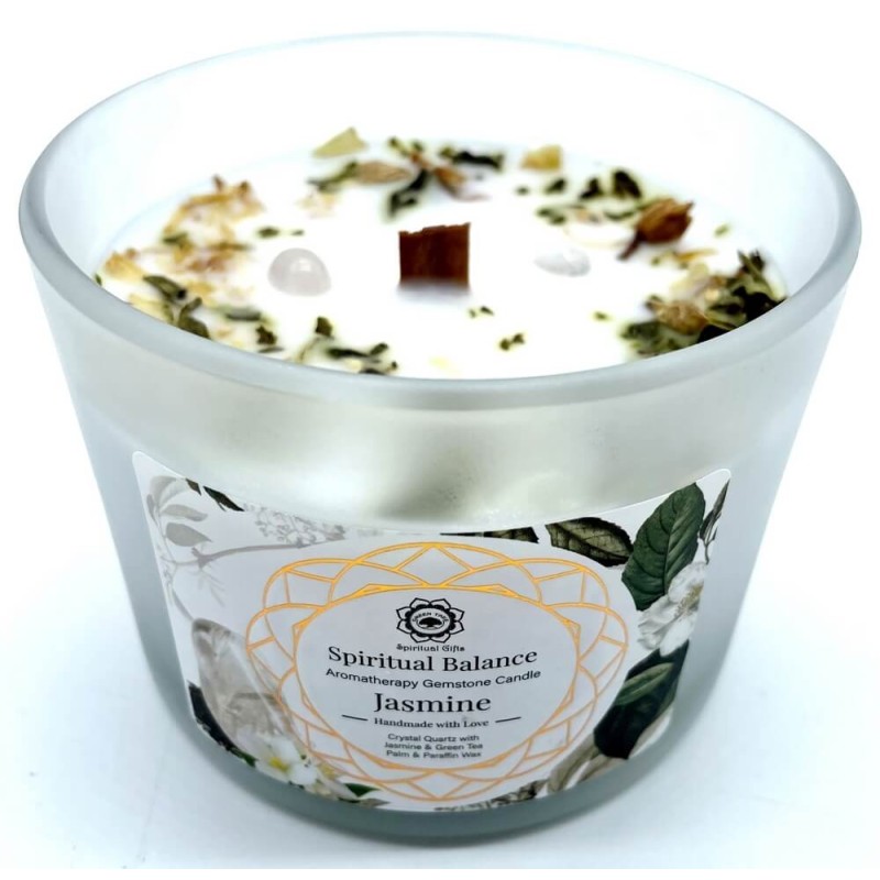 Bougie Green Tree 'Equilibre Spirituel' Cristal de Roche + Jasmin 256g