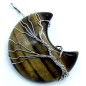 Pendentif Lune Arbre de Vie - OEil de Tigre