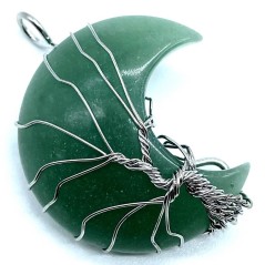 Pendentif Lune Arbre de Vie - Aventurine Verte