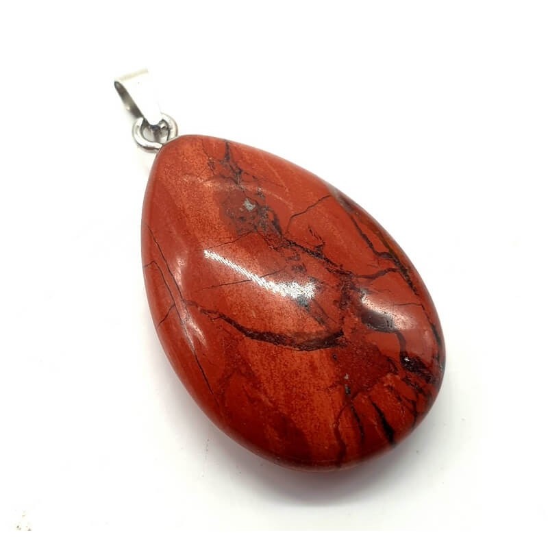 Pendentif Goutte Jaspe Rouge