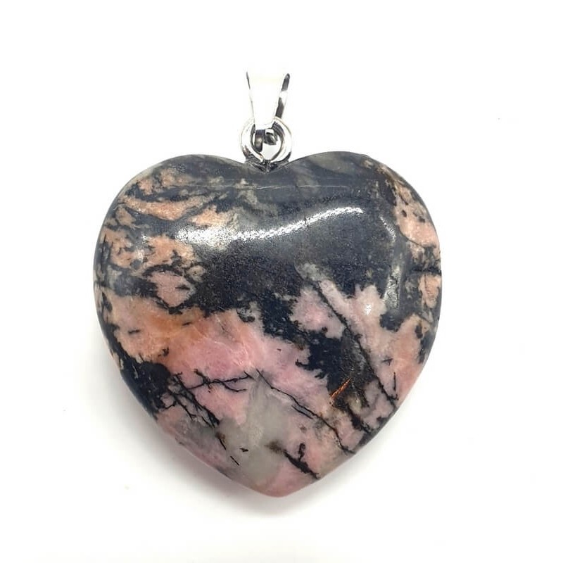 Pendentif Coeur Rhodonite