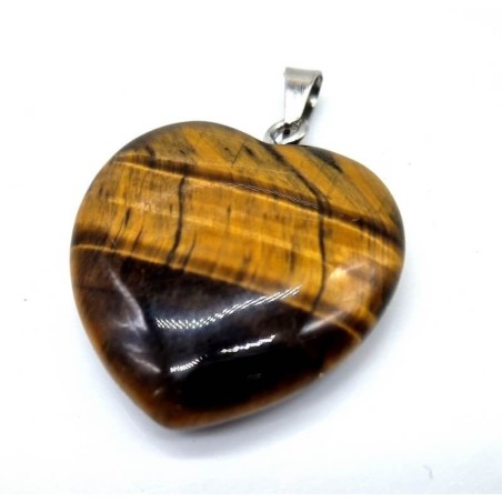 Pendentif Coeur Oeil de Tigre