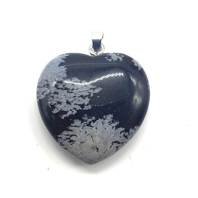 Pendentif Coeur Obsidienne Neige