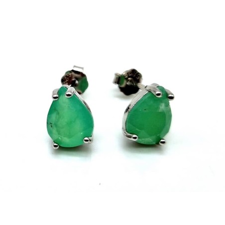 Boucles d'oreilles Argent 925 Jade Verte Larme