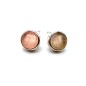 Boucles d'oreilles Argent 925 Quartz Rose ronde brute