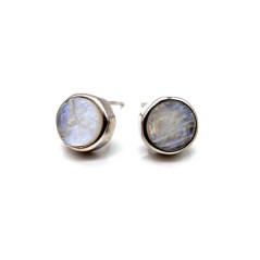 Boucles d'oreilles Argent 925 Labradorite ronde brute