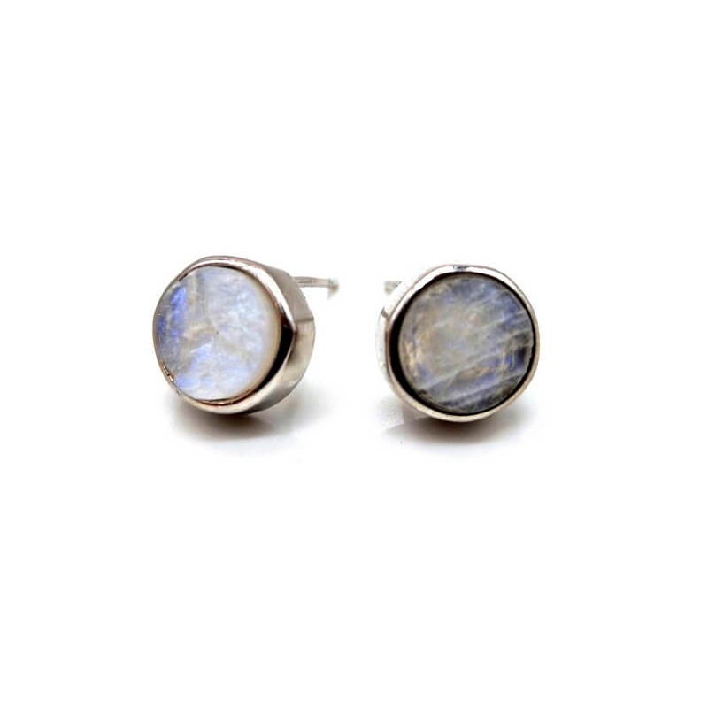 Boucles d'oreilles Argent 925 Labradorite ronde brute