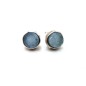 Boucles d'oreilles Argent 925 Aigue Marine ronde brute