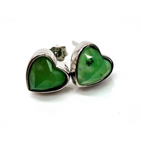 Boucles d'oreilles Argent 925 Jade Verte Cur