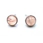 Boucles d'oreilles Argent 925 Quartz Rose ronde polie