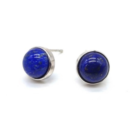 Boucles d'oreilles Argent 925 Lapis Lazuli ronde polie