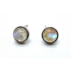 Boucles d'oreilles Argent 925 Labradorite ronde polie