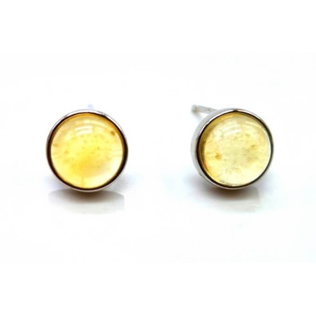 Boucles d'oreilles Argent 925 Citrine ronde polie