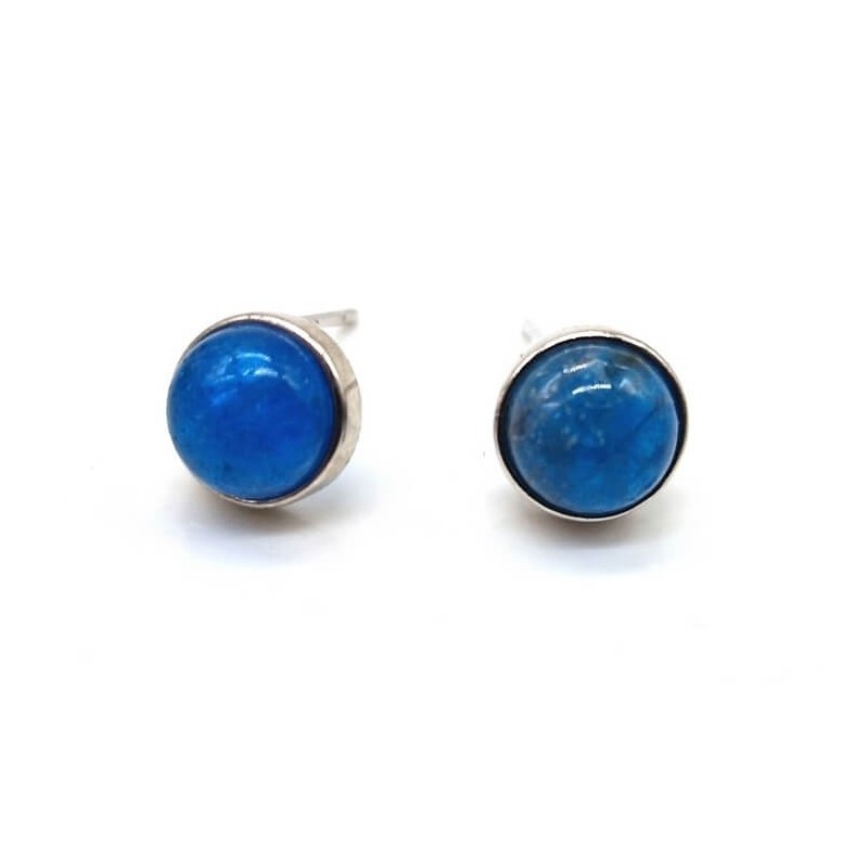 Boucles d'oreilles Argent 925 Apatite ronde polie