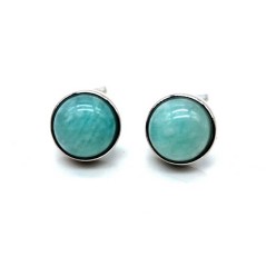 Boucles d'oreilles Argent 925 Amazonite ronde polie