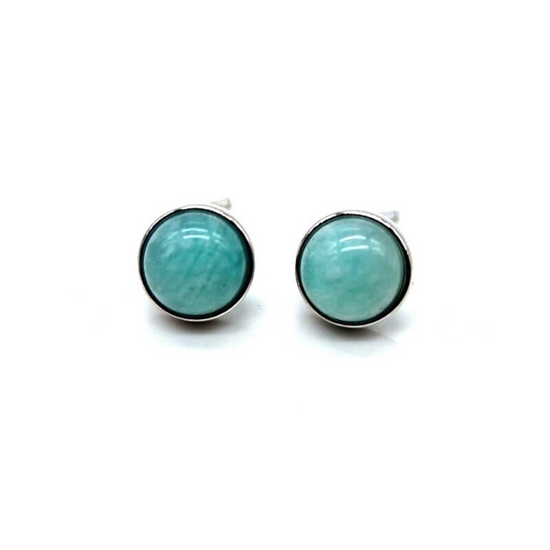 Boucles d'oreilles Argent 925 Amazonite ronde polie