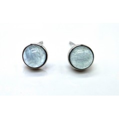 Boucles d'oreilles Argent 925 Aigue Marine ronde polie