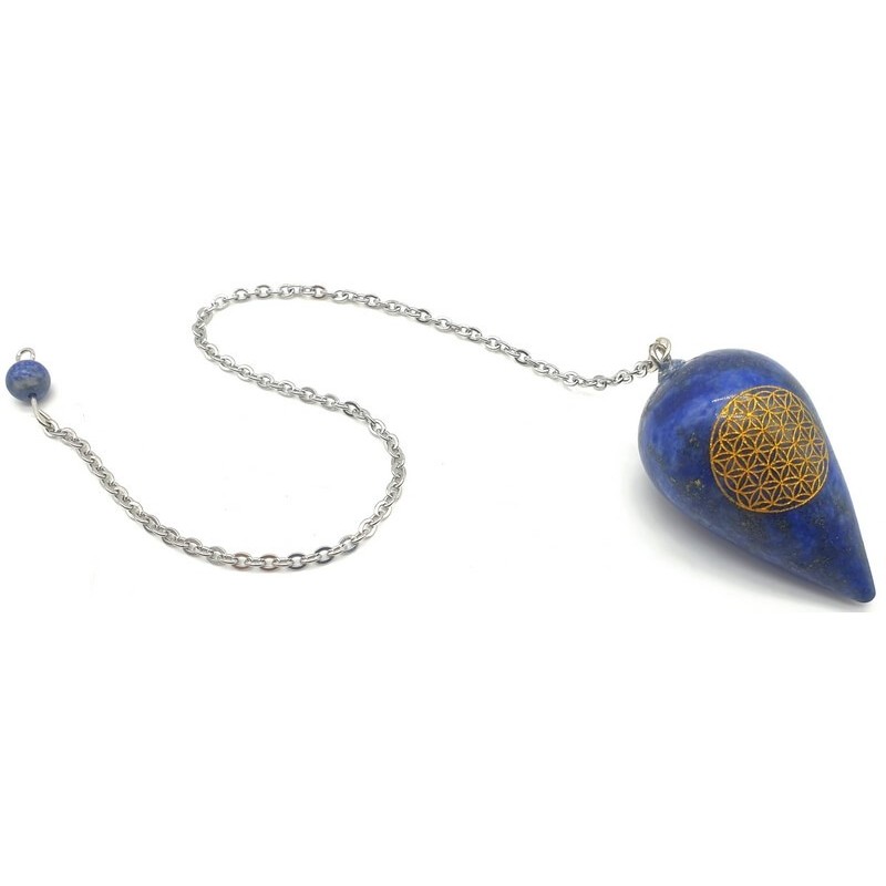 Pendule Gravé Fleur de Vie 4cm - Lapis Lazuli