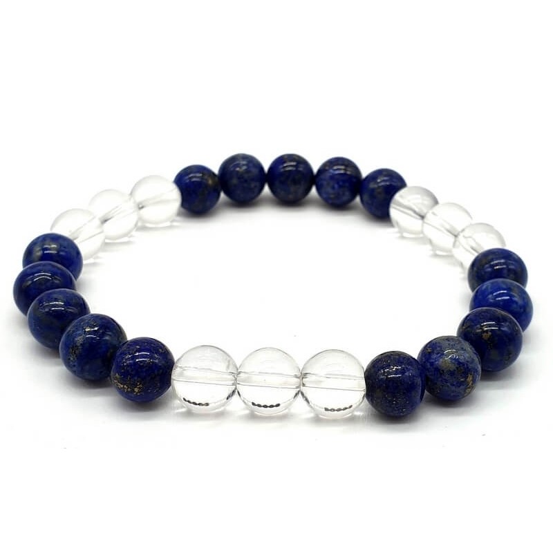 Bracelet Lapis & Cristal 3-Mix perles 8mm