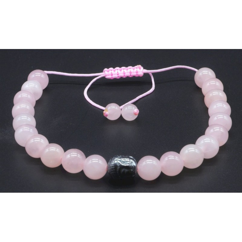 Bracelet Quartz Rose ajustable avec Bouddha – Amour & Douceur Bracelet Quartz Rose ajustable avec Bouddha – Amour & Douceur