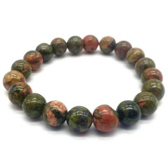 Bracelet Unakite perles 10mm