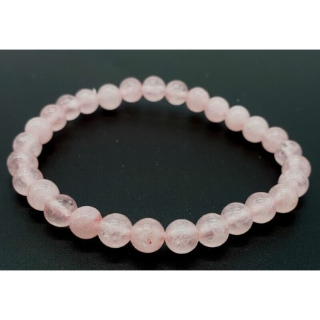 Bracelet Quartz Rose Perles 6mm