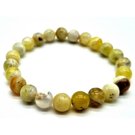 Bracelet Opale Jaune perles 8mm