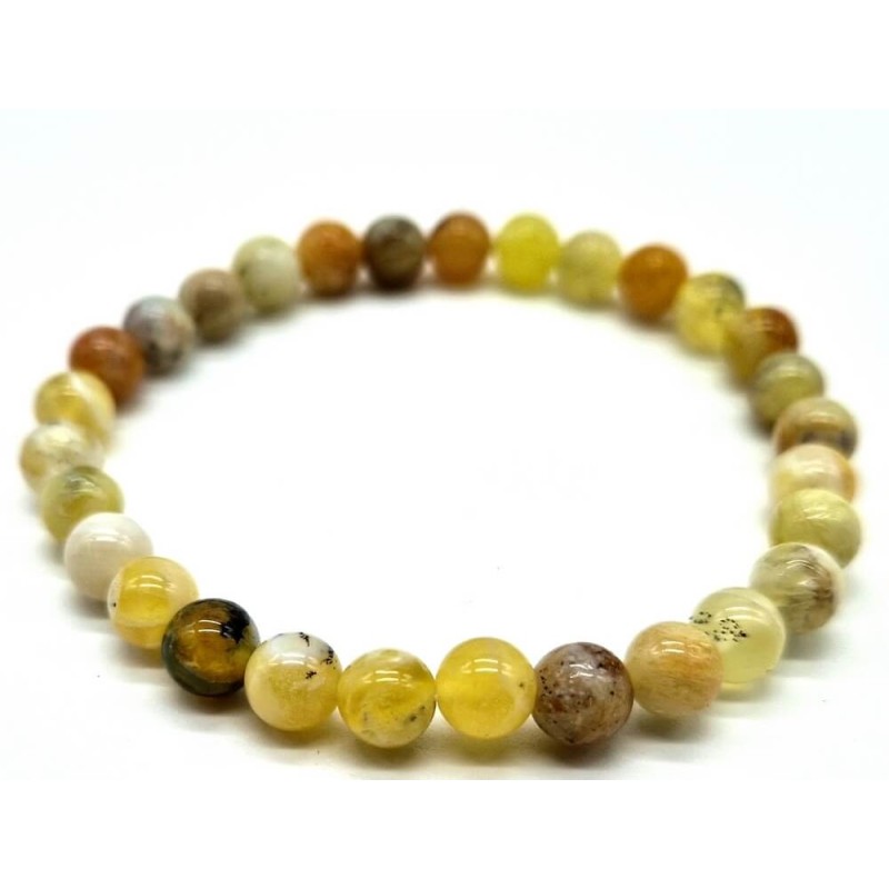 Bracelet Opale Jaune perles 6mm