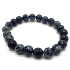 Bracelet Obsidienne Neige perles 8mm