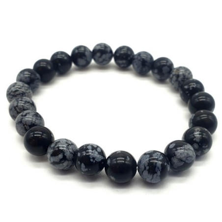 Bracelet Obsidienne Neige perles 8mm