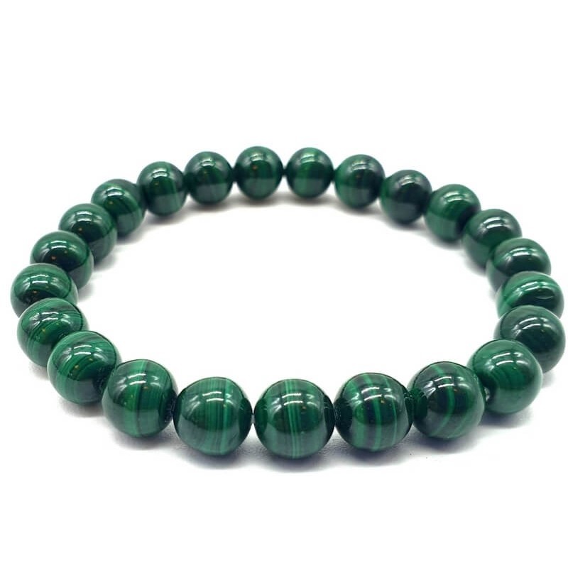 Bracelet 'Dark' Malachite 'AA' perles 8mm