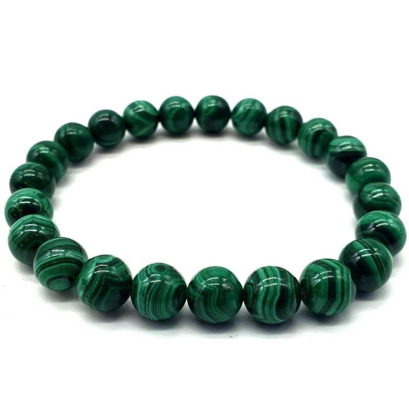 Bracelet 'Light' Malachite 'AA' perles 8mm