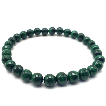 Bracelet 'Dark' Malachite 'AA' perles 6mm