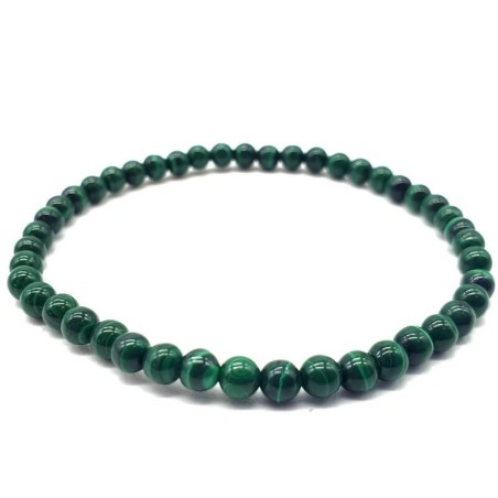 Bracelet 'Dark' Malachite 'AA' perles 4mm