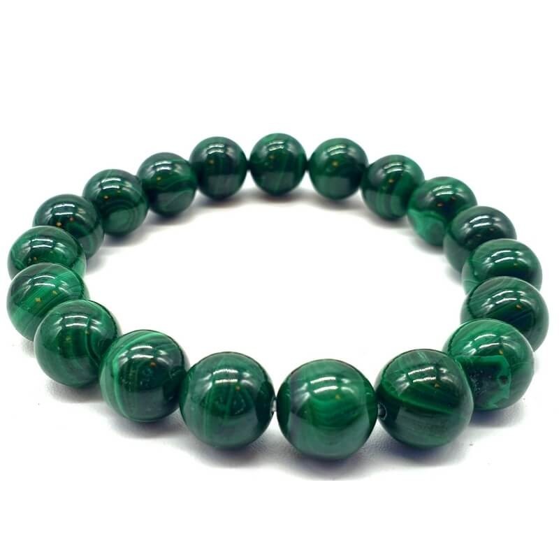 Bracelet 'Dark ' Malachite 'AA' perles 10mm