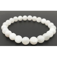 Bracelet Pierre de Lune Blanche 'AA' perles 8mm