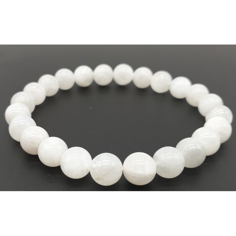 Bracelet Pierre de Lune Blanche 'AA' perles 8mm