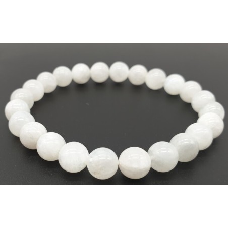 Bracelet Pierre de Lune Blanche 'AA' perles 8mm