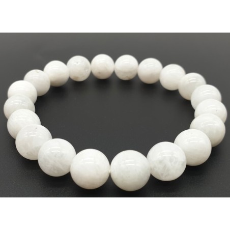 Bracelet Pierre de Lune Blanche 'AA' perles 10mm