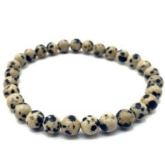 Bracelet Jaspe Dalmatien perles 6mm