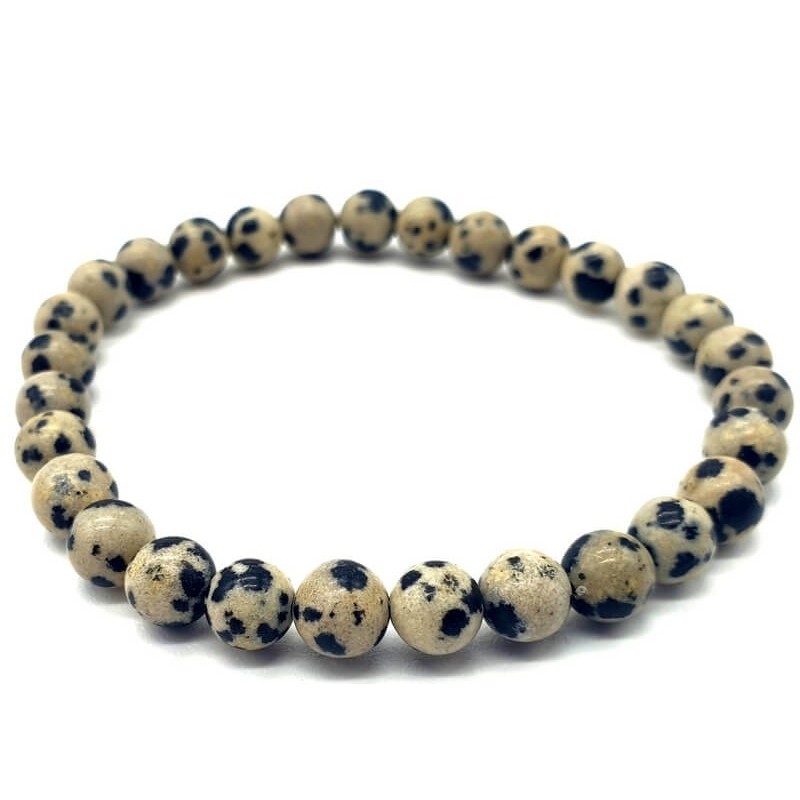 Bracelet Jaspe Dalmatien perles 6mm