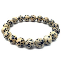 Bracelet Jaspe Dalmatien perles 10mm