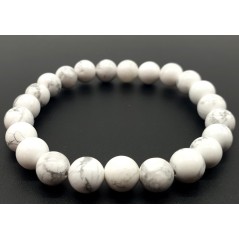 Bracelet Howlite Blanche perles 8mm