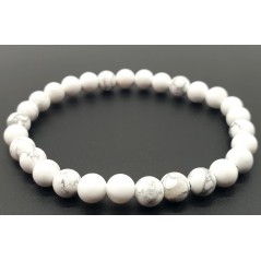 Bracelet Howlite Blanche perles 6mm