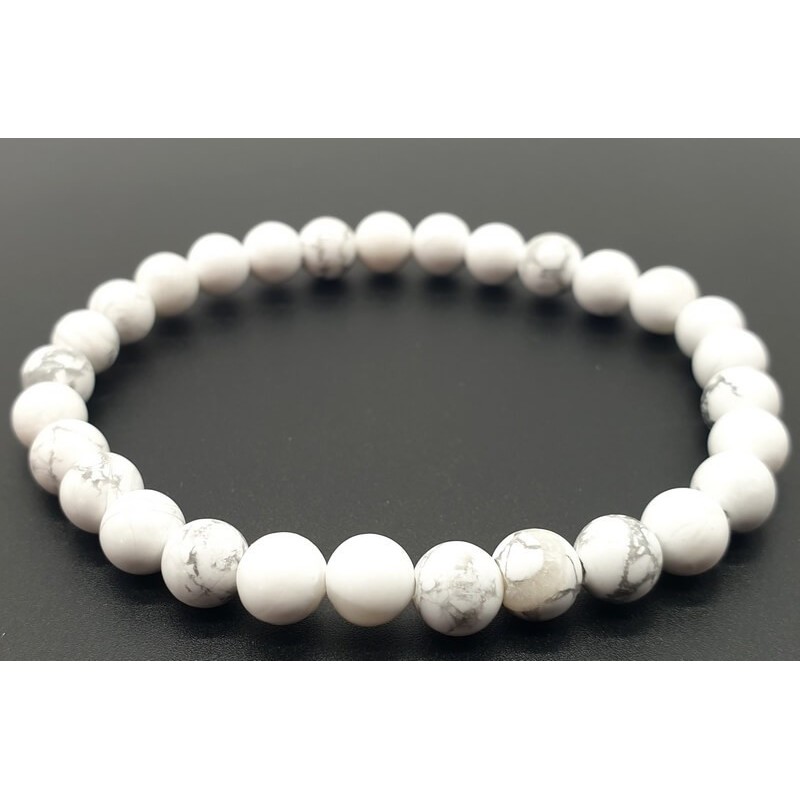 Bracelet Howlite Blanche perles 6mm